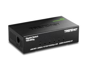 TRENDnet, TEG-S50G, Mini commutateur Gigabit 5 Ports, TEG-S50g, GREENnet Technology, commutateur réseau Ethernet de Bureau en métal, 5 Ports Gigabit, sans Ventilateur, Noir