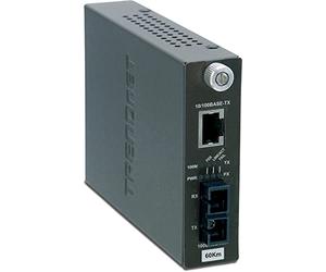 TRENDnet, TFC-110S60i, Convertisseur de média fibre optique SC monomode intelligent 10/100Base-TX vers 100Base-FX (60 km/37,3 miles)
