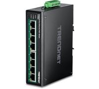 TRENDnet, TI-PE80, Commutateur Industriel Fast Ethernet PoE+ Rail DIN 8 Ports, 8 Ports Fast Ethernet PoE+, commutateur réseau IP30 Non géré, Budget d'alimentation PoE 200 W