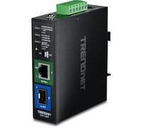 TRENDnet, TI-PF11SFP, Convertisseur de média Industriel SFP vers Gigabit PoE+, boîtier classé IP30, Plage de température de Fonctionnement -40°-75 °C à (-40° - 167 °F)