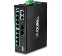 TRENDnet, TI-PG102, Commutateur Industriel 10 Ports Gigabit PoE+ sur Rail DIN, 8 Ports Gigabit PoE+, Montage sur Rail DIN, 2 emplacements SFP, Budget d'alimentation PoE 240 W, IP30, QoS