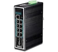 TRENDnet, TI-PG1284i, Commutateur sur Rail DIN Gigabit PoE+ Industriel renforcé à 12 Ports, Budget de Puissance de 240 W, commutateur réseau Ethernet Gigabit PoE+ renforcé IP30, Noir