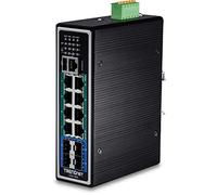 TRENDnet, TI-PG1284i, Commutateur sur Rail DIN Gigabit PoE+ Industriel renforcé à 12 Ports, Budget de Puissance de 240 W, commutateur réseau Ethernet Gigabit PoE+ renforcé IP30, Noir