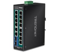 TRENDnet TI-PG162 - Industrial - commutateur - non géré - 14 x 10/100/1000 + 2 x SFP Gigabit combiné - Montage sur rail DIN, fixation murale - Tension CC - Conformité TAA G