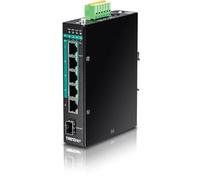 TRENDnet, TI-PG541, Commutateur réseau Gigabit PoE+ Industriel renforcé à 5 Ports, Alimentation 120 W, 1 Emplacement SFP, Indice de Protection IP30, Non géré, Noir