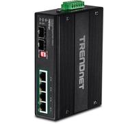 TRENDnet, TI-PG62B, Commutateur Industriel Gigabit PoE+ Rail DIN 6 Ports, 12-56V, Relais d'alarme, 2 emplacements SFP dédiés, boîtier classé IP30