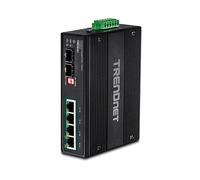 TRENDnet, TI-PG62B, Commutateur Industriel Gigabit PoE+ Rail DIN 6 Ports, 12-56V, Relais d'alarme, 2 emplacements SFP dédiés, boîtier classé IP30