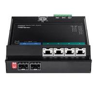 TRENDnet TI-PG62F - Commutateur - non géré - 4 x 10/100/1000 (PoE+) + 2 x Gigabit SFP - Montage sur rail DIN, fixation murale - PoE+ (120 W) - Conformité TAA G
