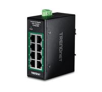 Trendnet TI-PGLC80 : Switch 8 ports Gigabit Ethernet non-géré PoE/PoE+ (90W), 16 Gbit/s, IEEE 802.3af/at/u/x/z, IP30, -40°C à 75°C, montage mural/DIN.
