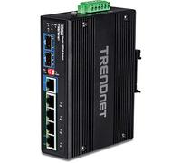 TRENDnet, TI-UPG62, 6-Port Hardened Industrial Gigabit 10/100/1000 Mbps Ultra PoE DIN-Rail Switch, UPoE, IP30, DIN-Rail & Wall Mounts Included