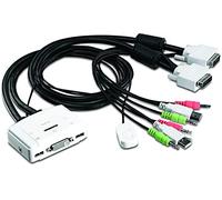 TRENDnet, TK-214I, Kit commutateur KVM USB DVI 2 ports et câbles avec audio, gestion de deux PC, USB 2.0, connexion à chaud, analyse automatique, raccourcis clavier, compatible Windows/Linux/Mac