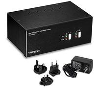 TRENDnet, TK-240DP, Commutateur KVM DisplayPort 2 ports avec audio, hub USB 2.0 2 ports, résolutions 4K UHD jusqu'à 3840 x 2160, commutateur KVM double écran, noir
