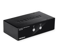 TRENDnet, TK-241DP, Commutateur KVM DisplayPort 2 ports avec audio, hub USB 2.0 2 ports, compatible 4K UHD 3840 x 2160 à 60 Hz, DisplayPort 1.2, noir
