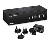 TRENDnet, TK-440DP, Commutateur KVM DisplayPort double écran 4 ports avec audio, hub USB 2.0 2 ports, résolution 4K UHD jusqu'à 3840 x 2160, connectez 4 moniteurs DisplayPort, noir