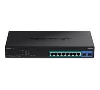 TRENDnet, TPE-1021WS, Commutateur Gigabit Web Smart PoE+ 10 Ports avec 8 Ports Gigabit PoE+, 2 emplacements SFP, Budget PoE 130 W, VLAN, QoS, LACP, routage Statique IPv4/IPv6