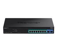 TRENDnet, TPE-1021WS, Commutateur Gigabit Web Smart PoE+ 10 Ports avec 8 Ports Gigabit PoE+, 2 emplacements SFP, Budget PoE 130 W, VLAN, QoS, LACP, routage Statique IPv4/IPv6