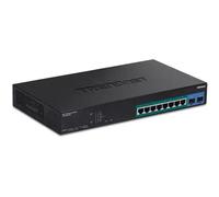 TRENDnet TPE-1021WS - Commutateur - intelligent - 8 x 10/100/1000 (PoE+) + 2 x 10/100/1000/SFP - de bureau Montable sur rack - PoE+ (130 W) - Conformité TAA