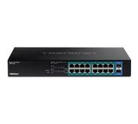 TRENDnet TPE TG182 - Commutateur - 16 x 10/100/1000 (PoE+) + 2 x SFP - Montable sur rack - PoE+ (240 W) - Conformité TAA G