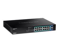 TRENDnet, TPE-TG182, Commutateur PoE+ Gigabit 18 Ports, 16 Ports PoE+ 30 W, 2 emplacements SFP Gigabit, Budget PoE 240 W, capacité de Commutation 36 Gbit/s, montable en Rack 1U 19", Noir