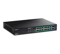 TRENDnet TPE-TG182ES - Version v1.0R - commutateur - EdgeSmart - intelligent - 16 x Ethernet Gigabit + 2 x Gigabit SFP - Montable sur rack - PoE+ (240 W) - Conformité TAA G