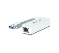 Trendnet TU3-ETG Adaptateur d'interfaces USB 3.0 vers Ethernet Gigabit, Blanc, 2 Gbit/s, 72x25x15mm, Full Duplex, Température 0-40°C, Humidité 90%