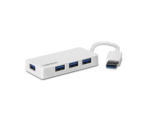 Trendnet TU3-H4E Hub USB 3.2 Gen 1 Type-A 4 Ports 5000 Mbit/s Blanc - Dimensions 80x37x13mm - Compatible Windows, macOS, Linux - Certifié CE/FCC