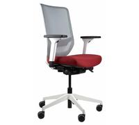 Trendoffice to-sync pro Chaise de Bureau Ergonomique avec Accoudoirs Design Moderne Home Office Certifié Environnement by Dauphin (Blanc/Rouge Rubis Dossier en Filet)