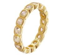 trendor Bague d'éternité pour femme, argent 925, plaquée or Taille 52 | Bague souvenir en argent sterling plaqué or pour femme, bague mémoire plaquée or, bague en zircone cubique