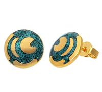 trendor Boucles d'oreilles Disque céleste de Nebra, argent 925, vert/or, Ø 12 mm, 21545
