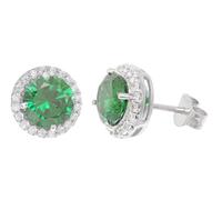 trendor Boucles d'oreilles en argent 925 et zircon cubique vert 21318-05