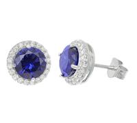 trendor Boucles d'oreilles en argent et zircon cubique en bleue 21318-06