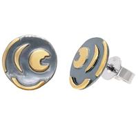 trendor Boucles d'oreilles Nebra Sky Disc, argent 925, noir/or, Ø 10 mm, | Boucles d'oreilles puces uniques pour femmes, une idée cadeau intemporelle