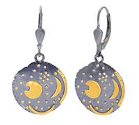 trendor Boucles d'oreilles Nebra Sky Disc, argent 925, noir/or, Ø 18 mm, 21547