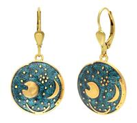 trendor Boucles d'oreilles Nebra Sky Disc, argent 925, vert/or, Ø 18 mm, 21548