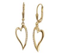 trendor Boucles d'oreilles pendantes en forme de cœur pour femme, | Boucles d'oreilles pendantes en forme de cœur ornées de zirconiums cubiques, en argent sterling, pour femme, cadeau