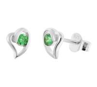 trendor Boucles d'oreilles pour femmes en argent 925, clous d'oreilles en forme de cœur vert 21404-11