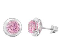 trendor Boucles d'oreilles pour femmes en argent et zircon cubique 21326-09 | Boucles d'oreilles puces en argent pour femme, ornées de pierres roses, accessoire en argent sterling rhodié, idée cadeau