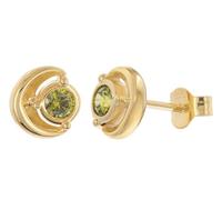 trendor Boucles d'oreilles pour femmes, plaquées or argenté, ornées de zirconias, vert olive, réf. 21430-19