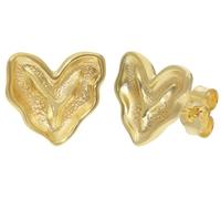 trendor Boucles d'oreilles puces en forme de cœur pour femme, argent sterling 925 plaqué or, 21563