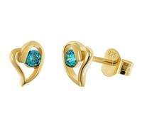 trendor Boucles d'oreilles puces pour femme, argent sterling 925 plaqué or, forme cœur, bleu Londres 21412-04