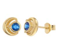 trendor Boucles d'oreilles puces pour femme, argent sterling 925 plaqué or, oxyde de zirconium bleu saphir, 21430-05