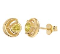 trendor Boucles d'oreilles puces pour femme, argent sterling 925 plaqué or, oxyde de zirconium, péridot jaune, 21430-13