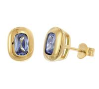trendor Boucles d'oreilles puces pour femme, argent sterling 925 plaqué or, oxyde de zirconium, tanzanite bleue, 21446-06