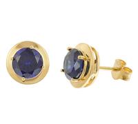 trendor Boucles d'oreilles puces pour femme, argent sterling 925 plaqué or, oxyde de zirconium, tanzanite bleue, 21334-06