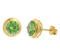 trendor Boucles d'oreilles puces pour femmes, argent sterling 925 plaqué or, zircon, vert émeraude, 21334-11