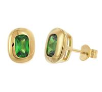 trendor Boucles d'oreilles puces pour femmes, argent sterling 925 plaqué or, zircon, vert émeraude, 21466-11