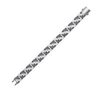 trendor Bracelet argent sterling 925 oxydé, chaîne gourmette 13 mm 21 cm