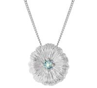 trendor Collier avec feuille de lotus, argent rhodié, topaze bleue 45 cm