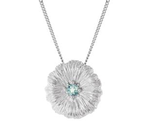 trendor Collier avec feuille de lotus, argent rhodié, topaze bleue 45 cm