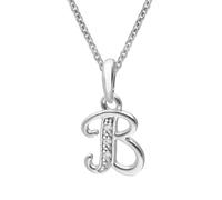 trendor Collier avec pendentif lettre B, argent sterling 925, plaqué rhodium, 21240-B